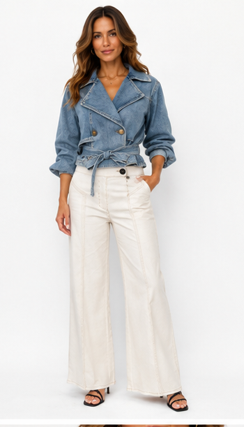 Seline Belted Denim Jacket – Benaar LA