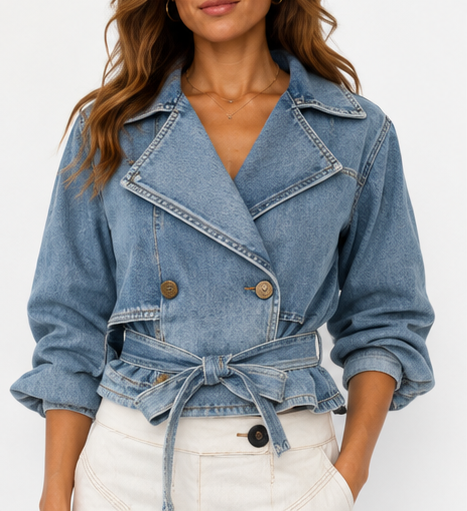 Seline Belted Denim Jacket – Benaar LA