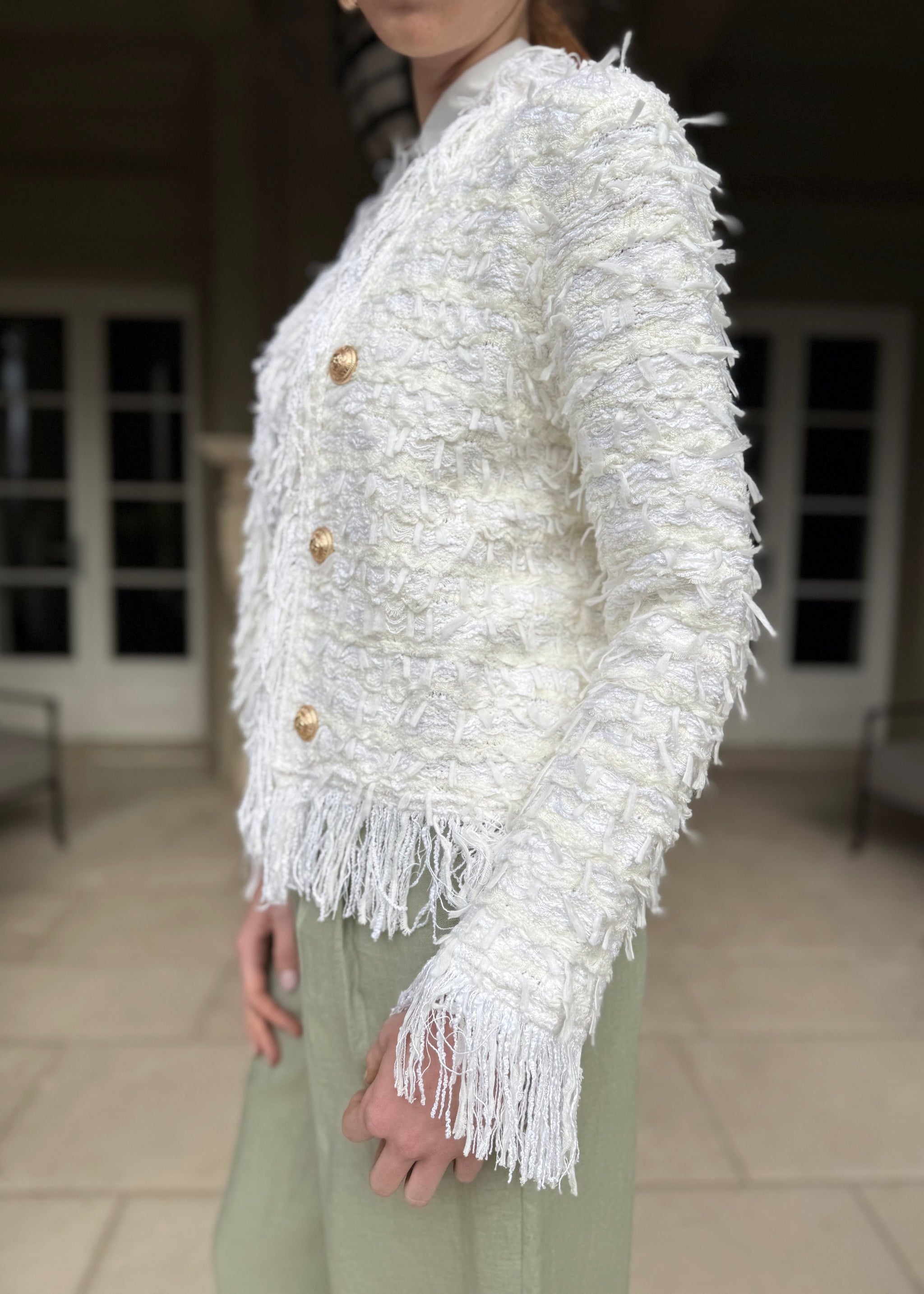 L’AUBE BLANC / Fringe tweed Jacke Fringe tweed Jacket – L'AUBE BLANC