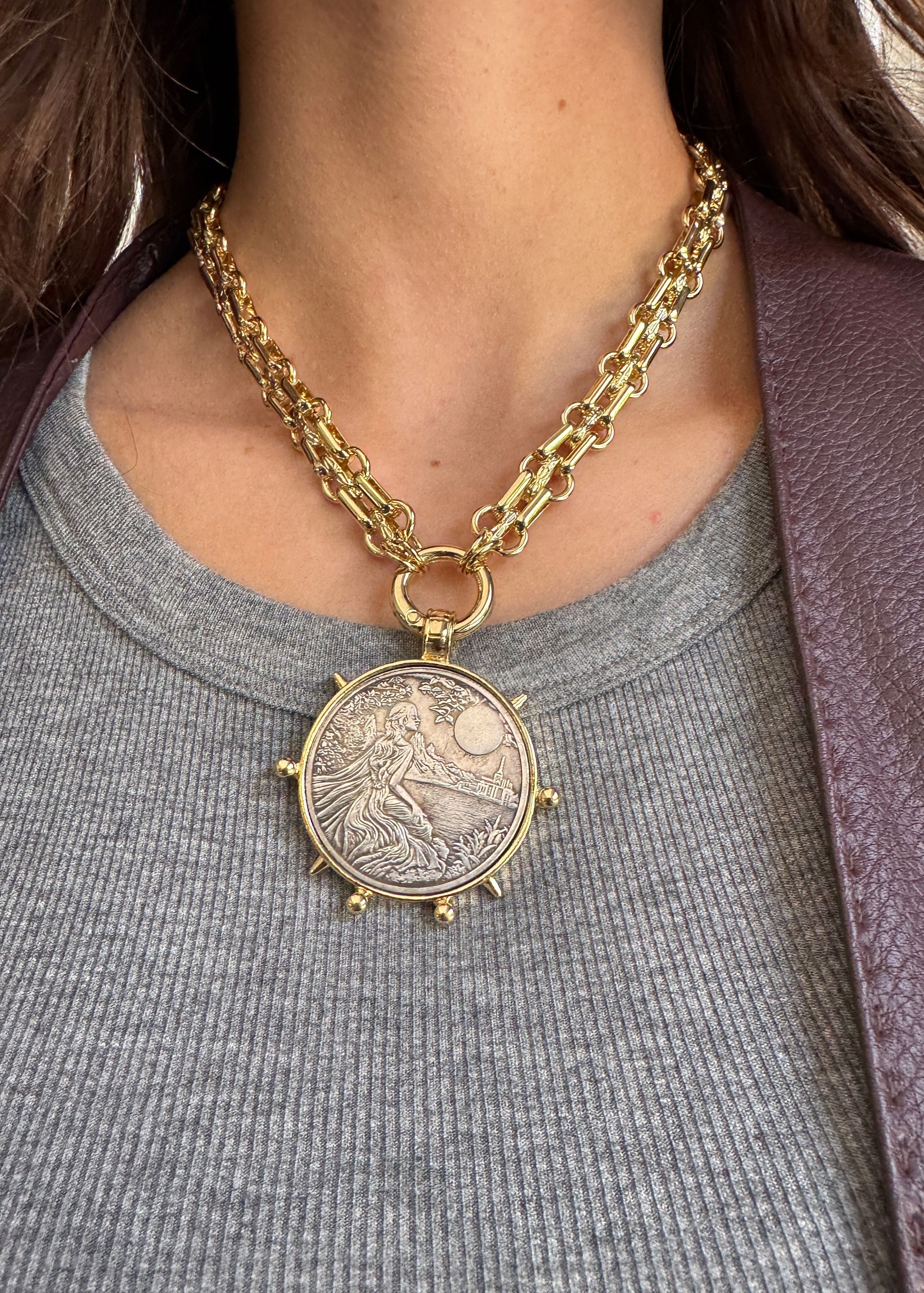 Christine Gold Chain Silver Coin Necklace – Benaar LA