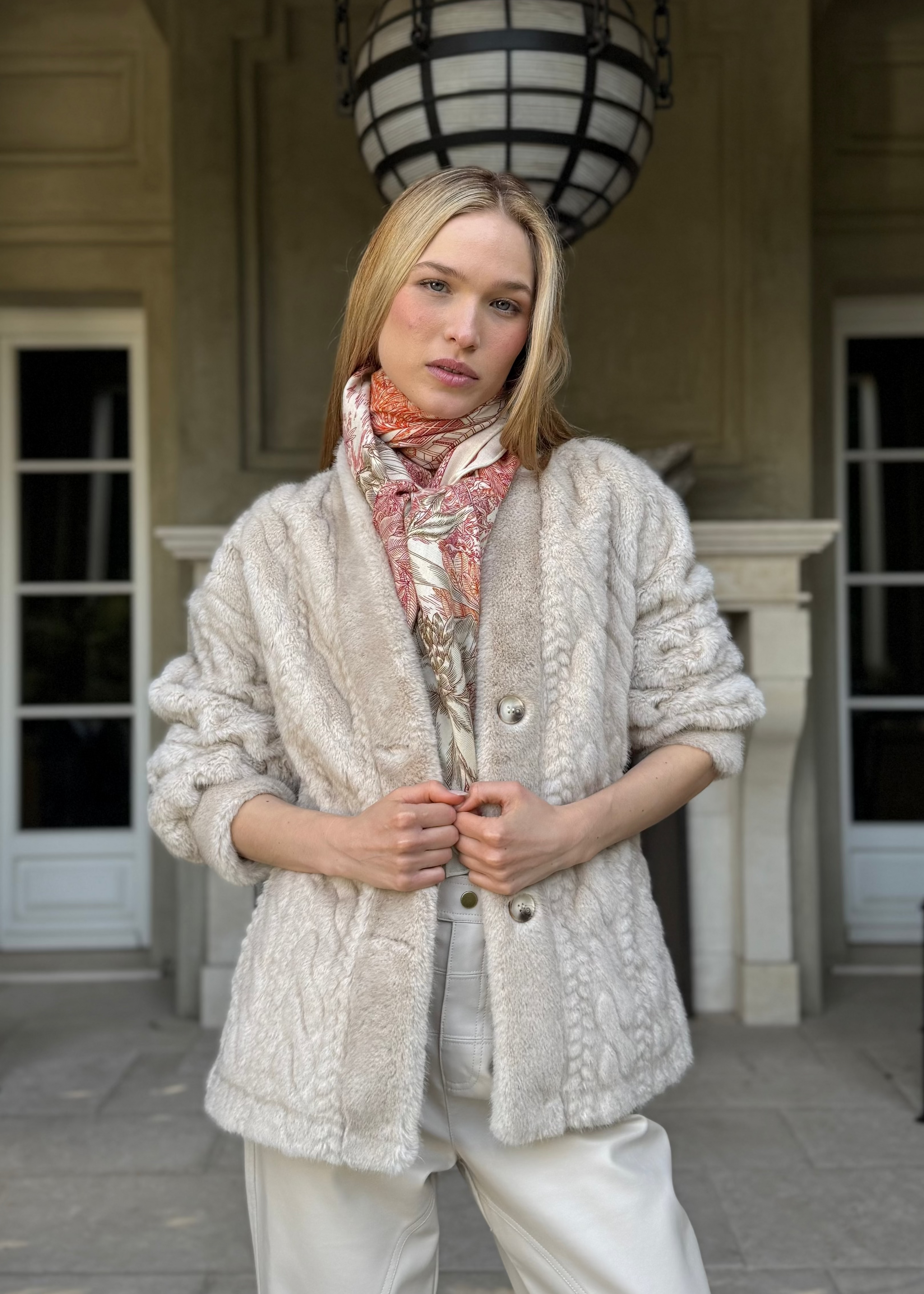 Hollis Braided Texture Long Sleeve Faux Fur Coat – Benaar LA
