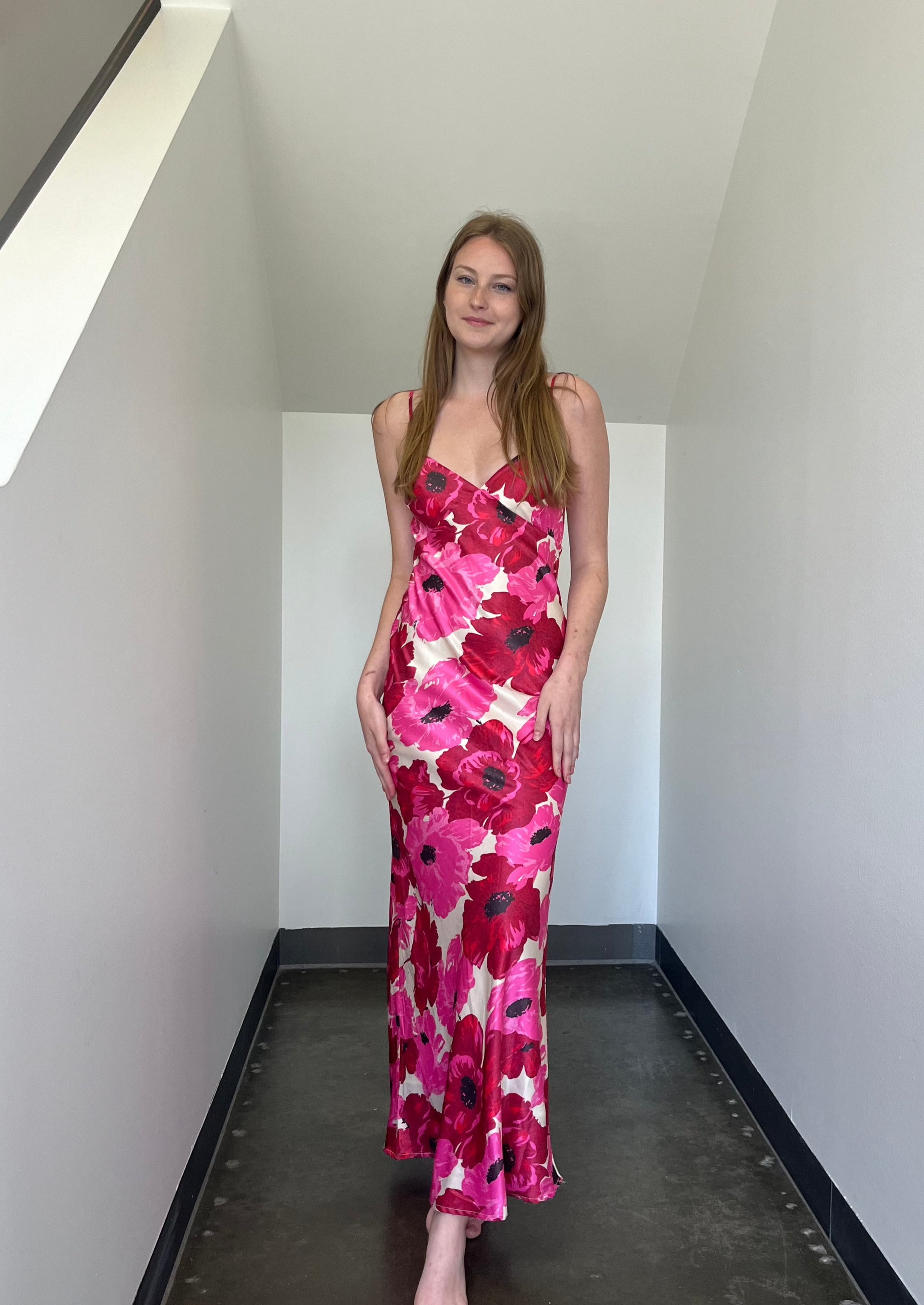Rosetta Floral V-Neck Maxi Dress - Pink – Benaar LA