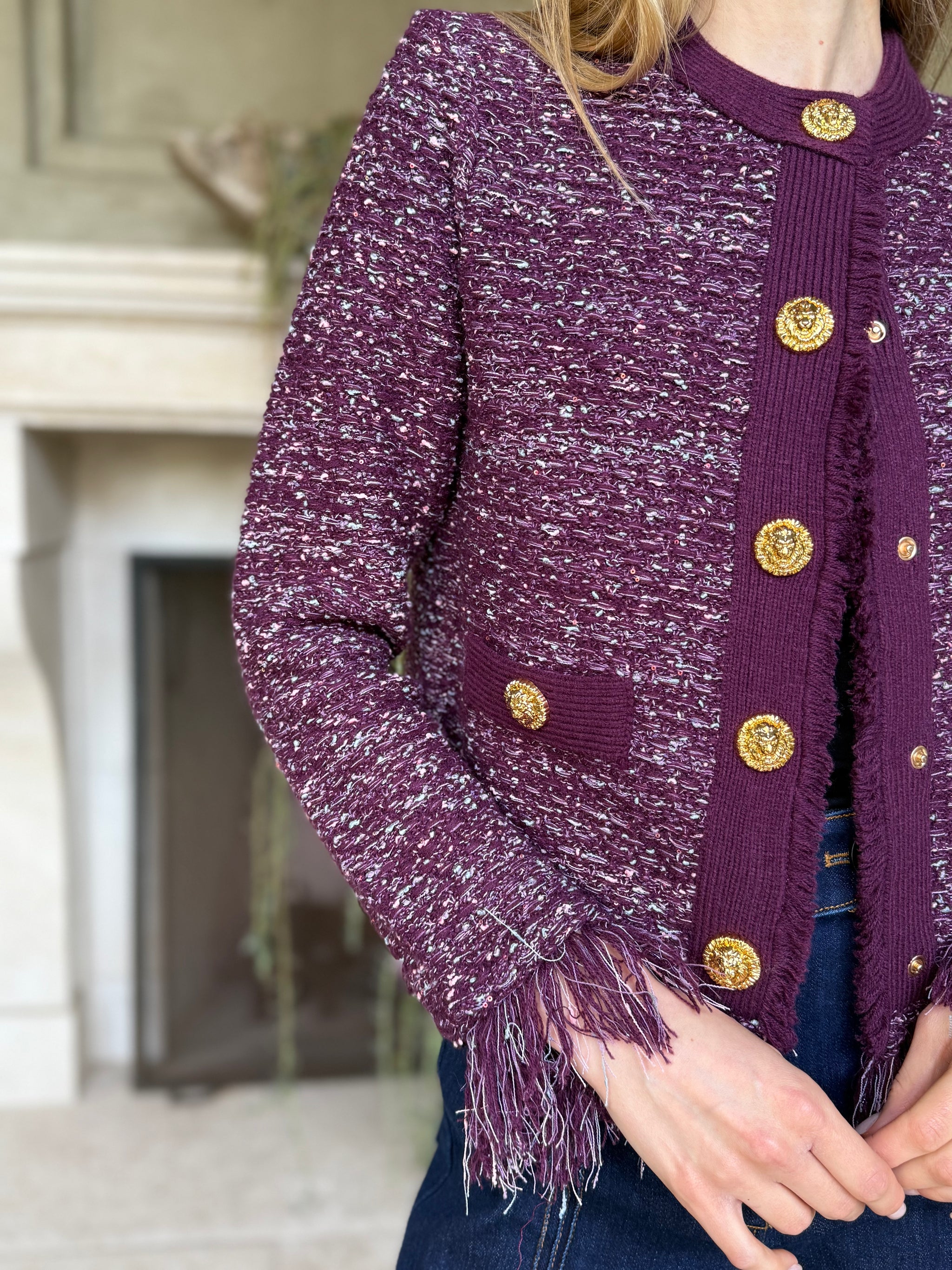 Jessica Fringe Hem Cropped Cardigan Jacket - Eggplant – Benaar LA Jessica Fringe Hem Cropped Cardigan Jacket - Eggplant – Benaar LA
