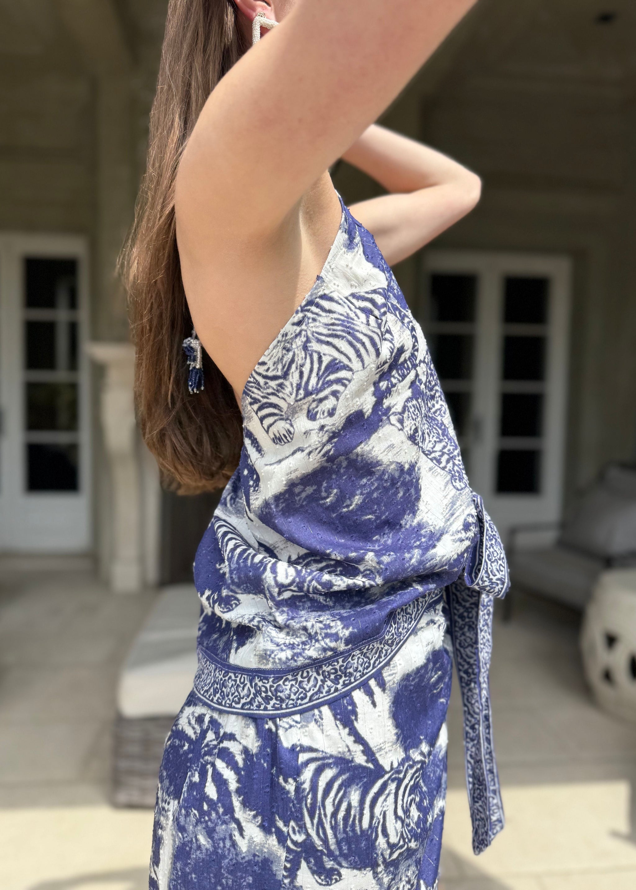 Solana Blue Jungle Print Knot Tank Top – Benaar LA