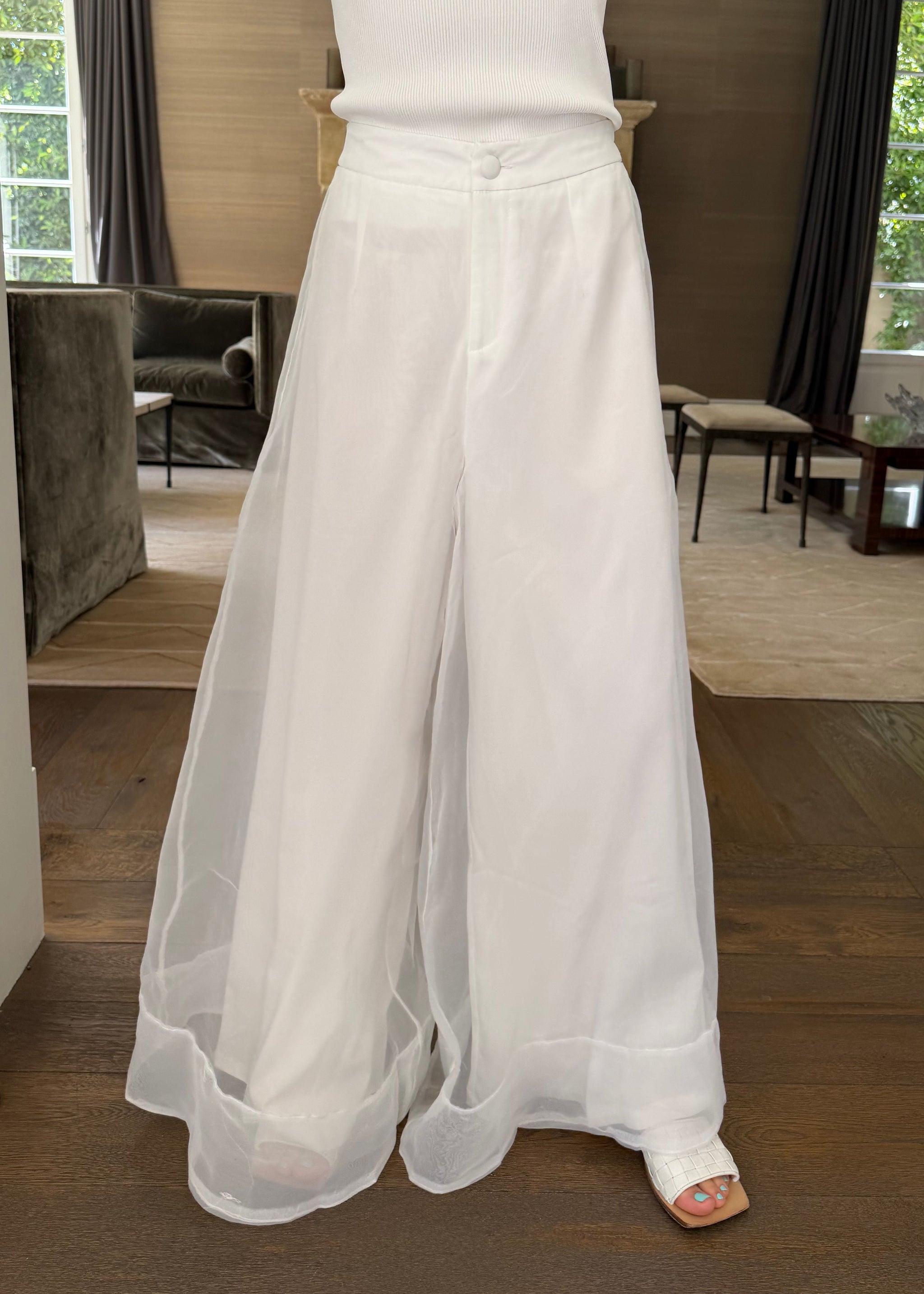 Isaiah Tulle Cropped Wide Leg Pants - White – Benaar LA