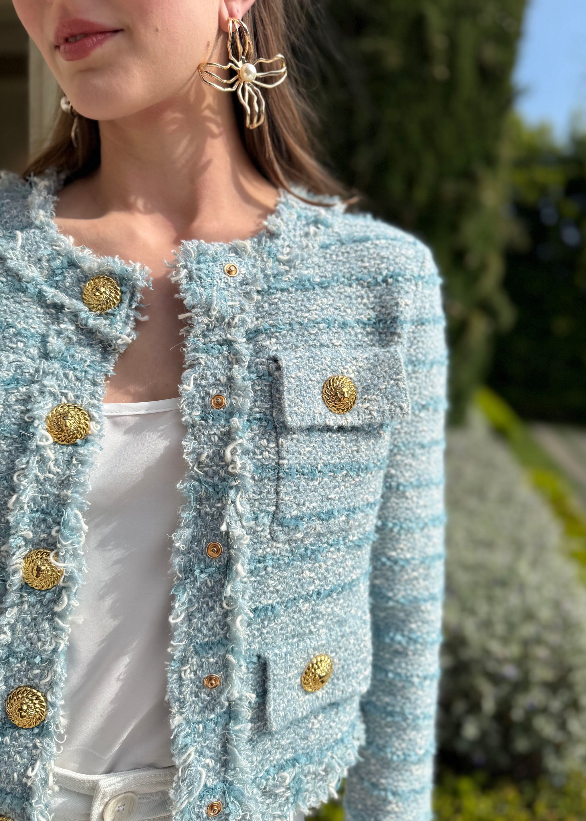 BLUELEA ブルレア Double button tweed jacket deep-blue-tweed-mens-jacket-