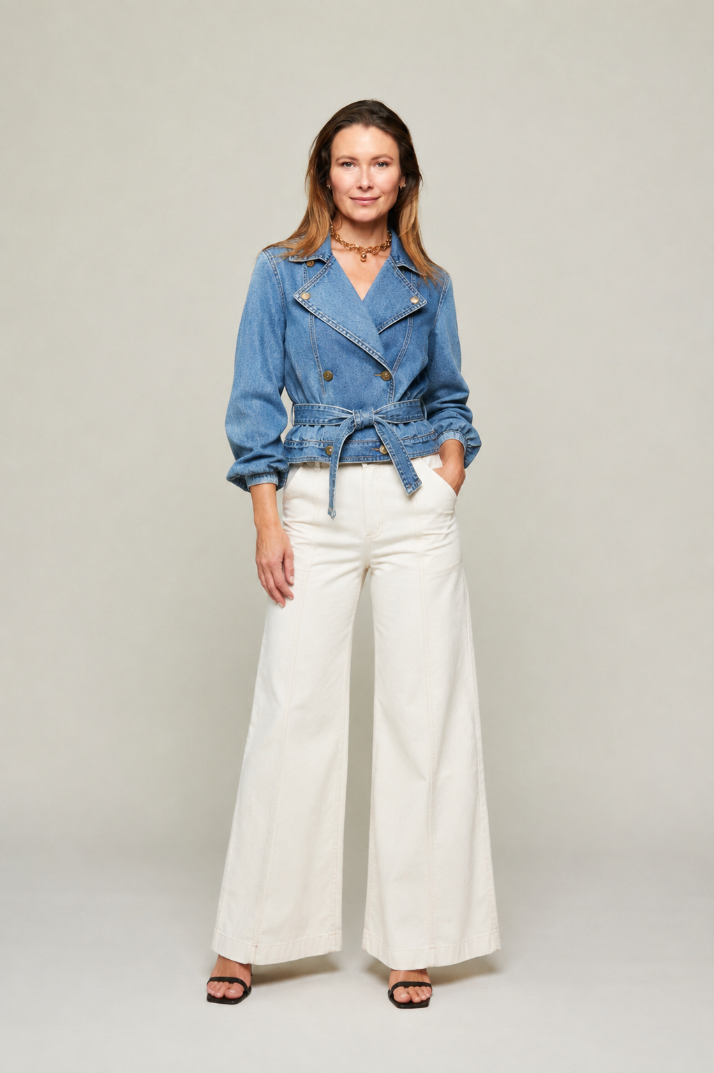 Seline Belted Denim Jacket – Benaar LA