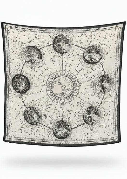 Zora Geometric Square Lunar Scarf - Black and Cream – Benaar LA