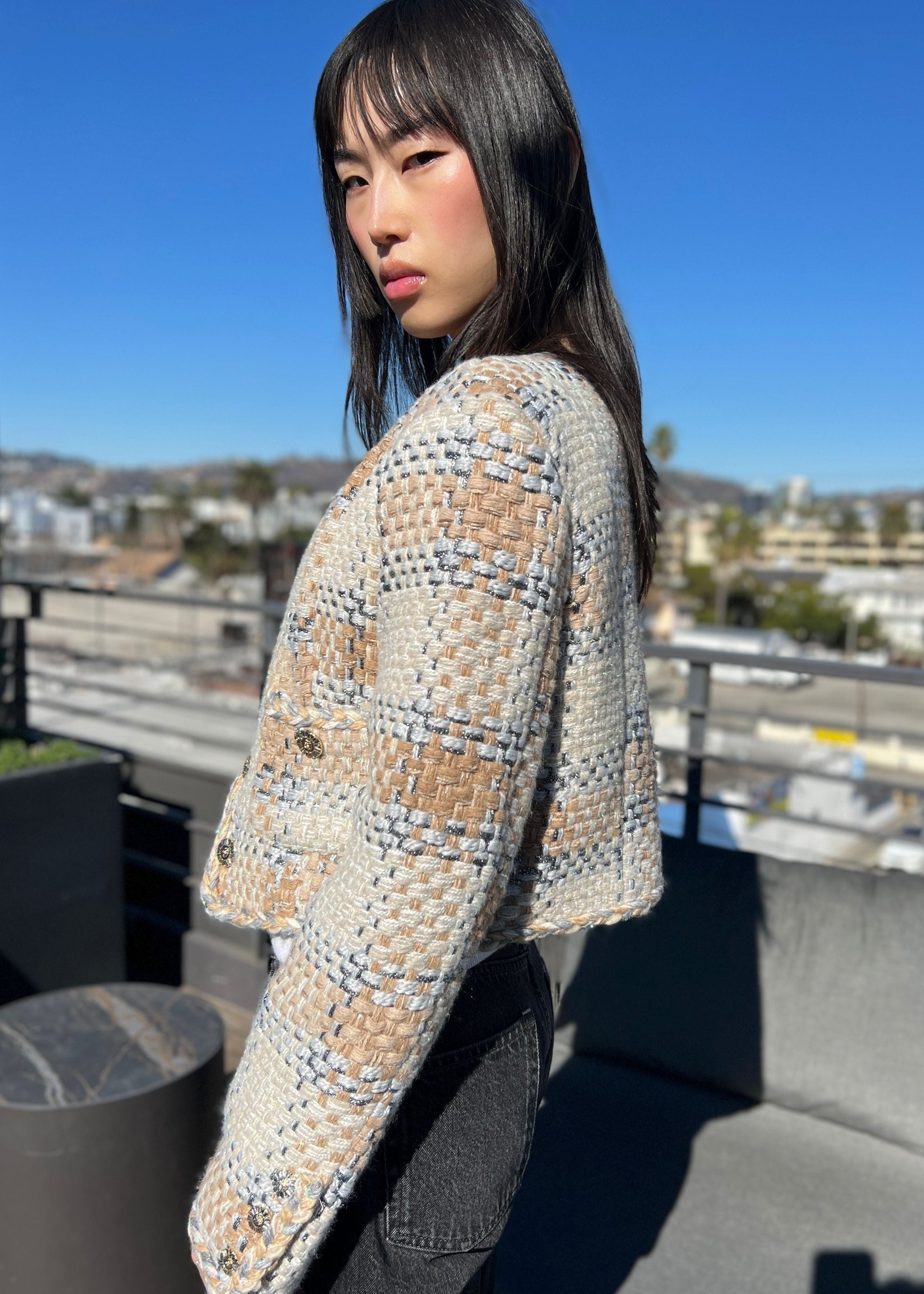 Tiffany Tweed and Lurex Jacket with Button Details – Benaar LA