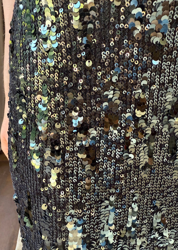 Close-up of a sequined fabric with multicolors