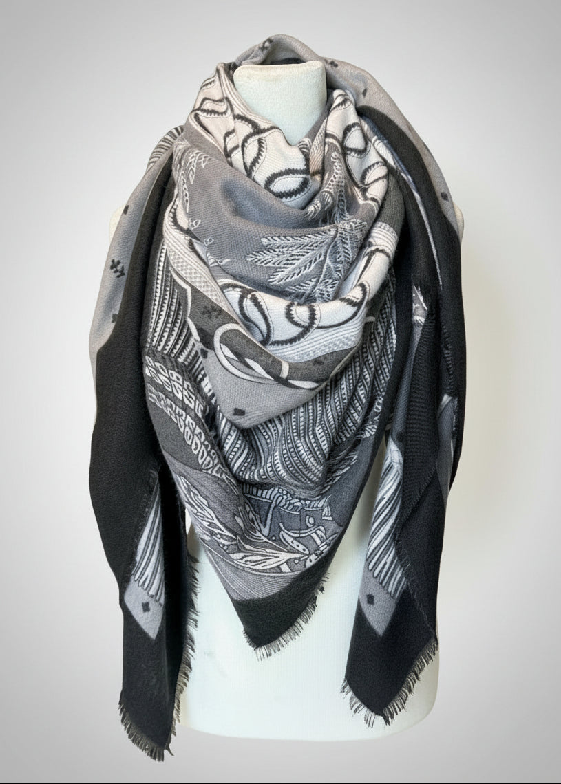 Dania Tassel Print Scarf - Brown – Benaar LA