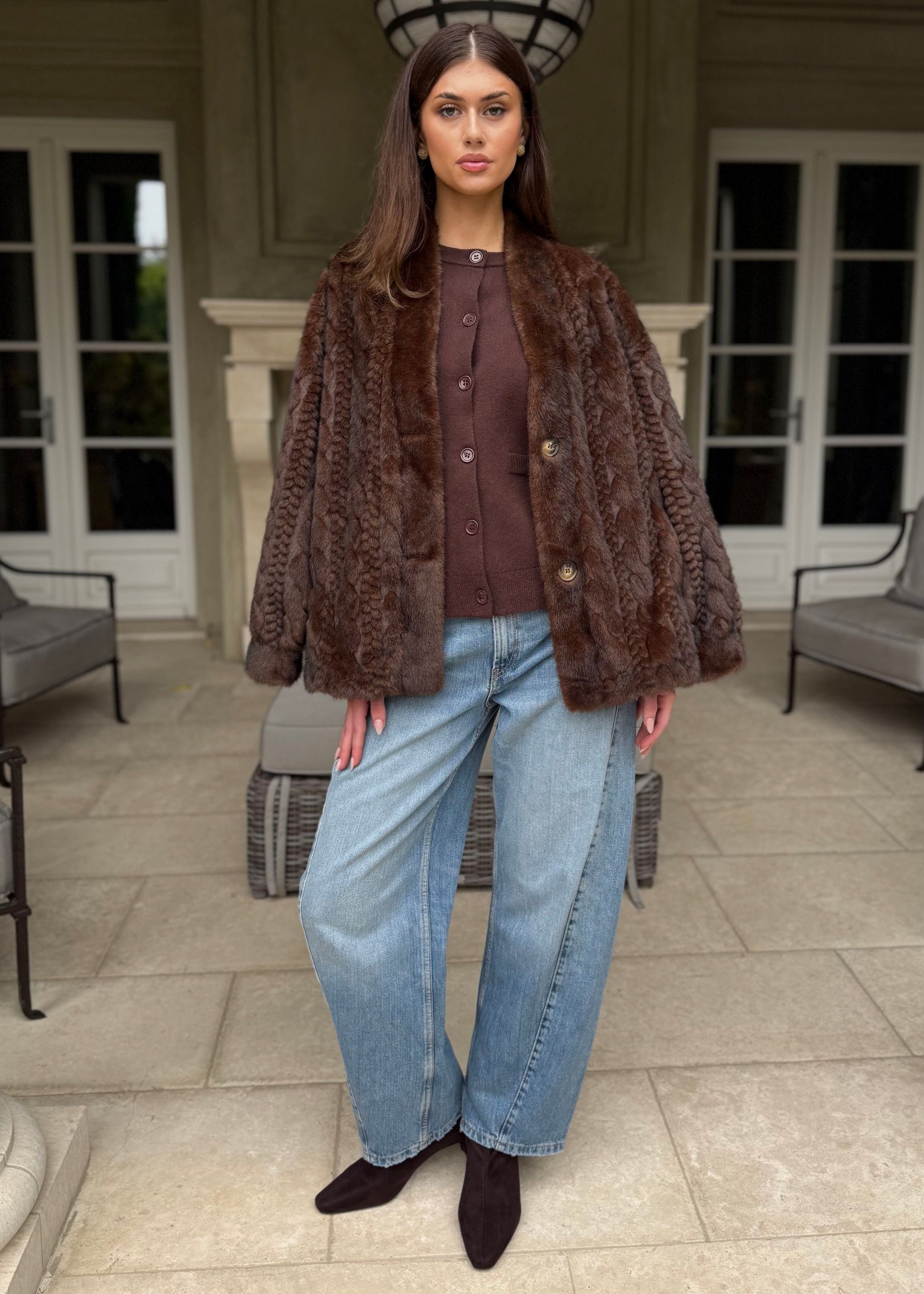 Hollis Braided Texture Long Sleeve Faux Fur Coat – Benaar LA