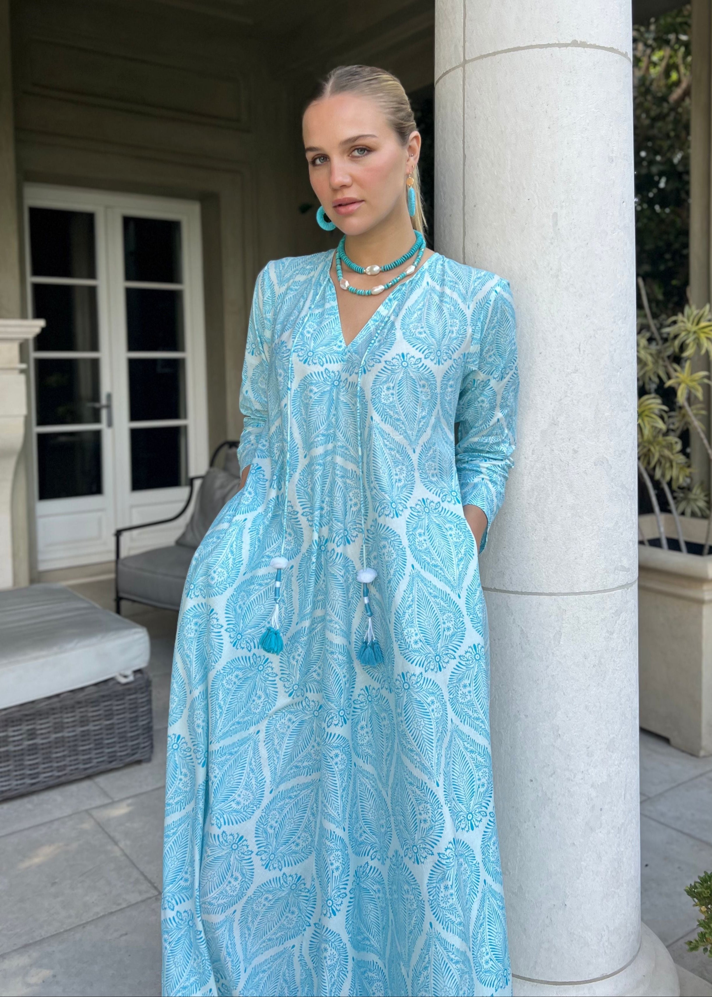 Debby Flowy Blue Maxi Dress – Benaar LA