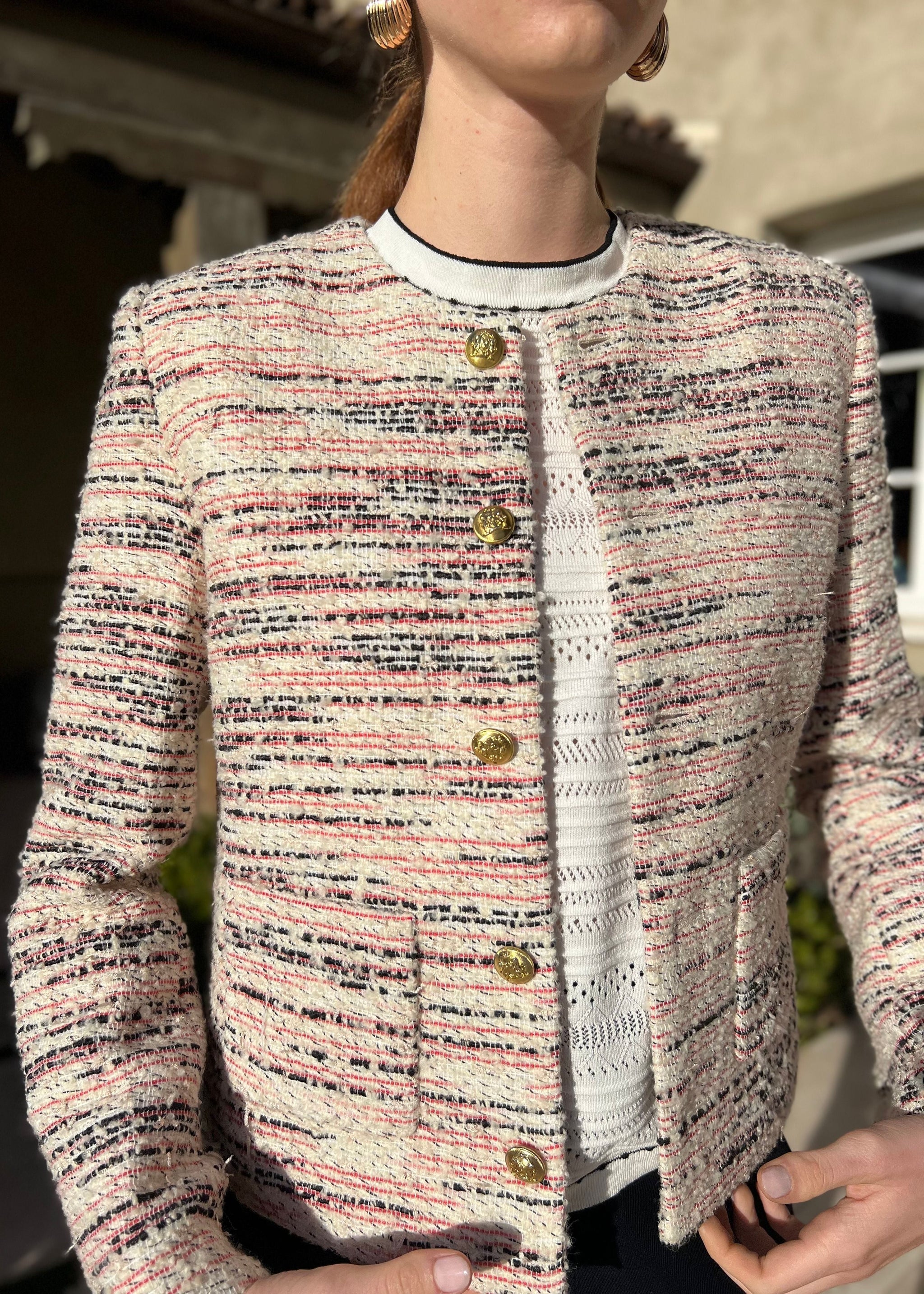 Ameri　LADY LIKE PRINT TWEEDS JACKET ameri LADY LIKE PRINT TWEEDS JACKET S レディース