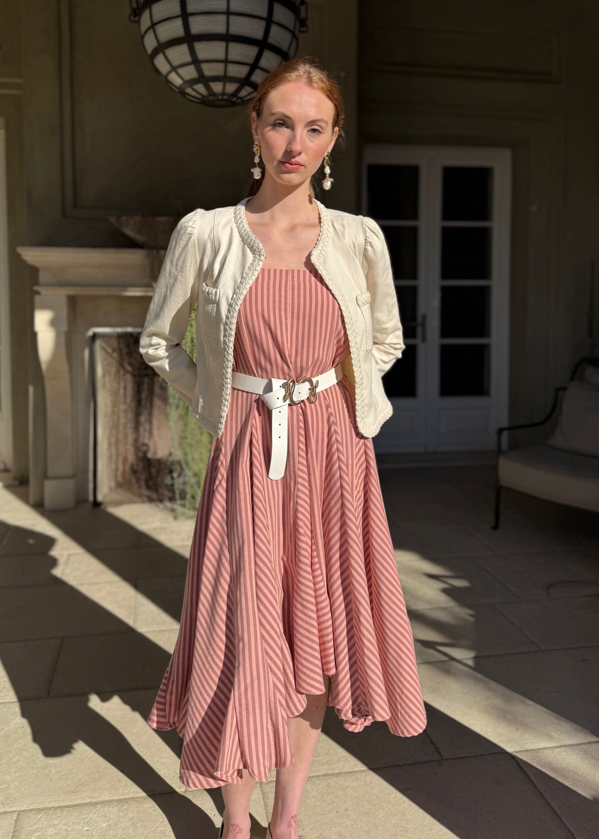 Lexi Flounce Hem Stripe Maxi Skirt - Green – Benaar LA