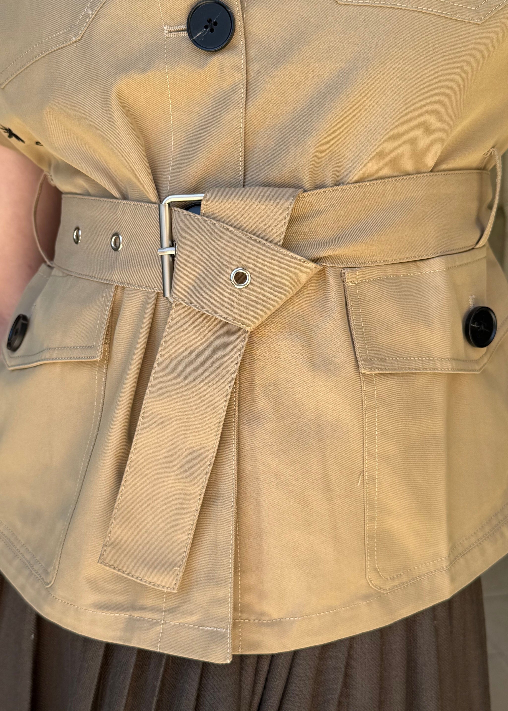 Sable Belted Trench Coat Style Short Sleeve Blouse – Benaar LA