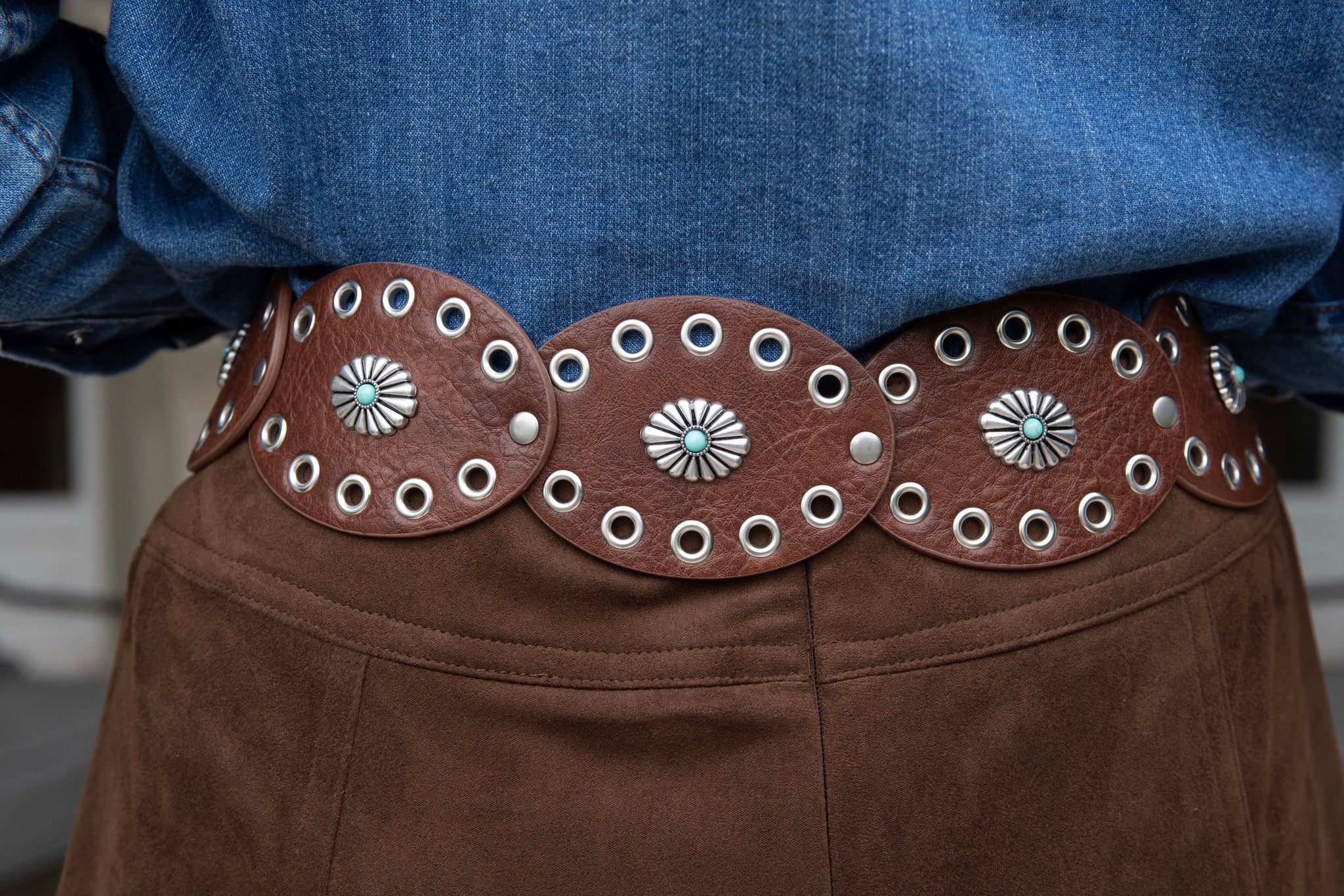 Large Oval Concho Belt Brown Leather Western Style il_fullxfull.3166157907_buh2.jpg main image 3