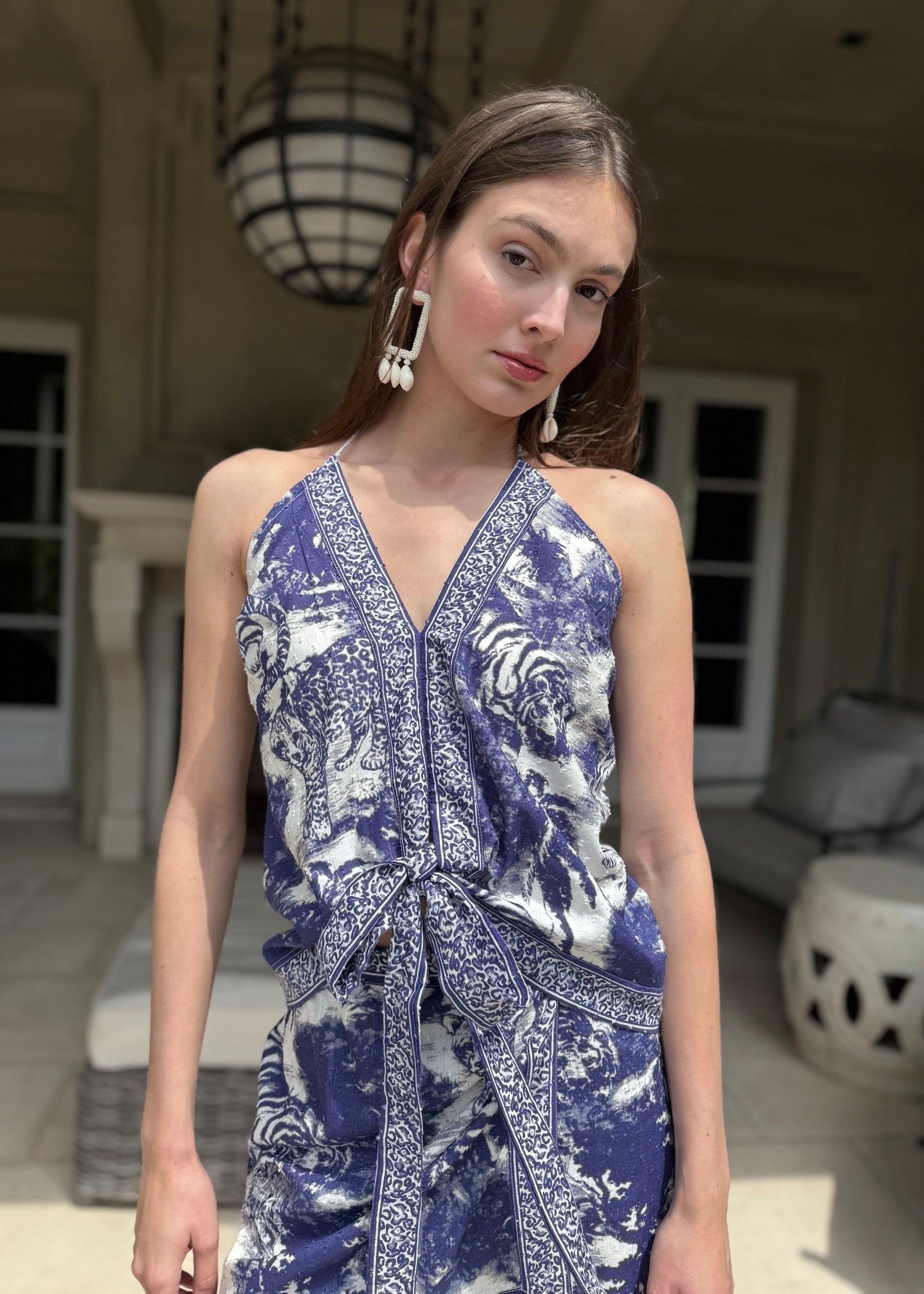 Solana Blue Jungle Print Knot Tank Top – Benaar LA