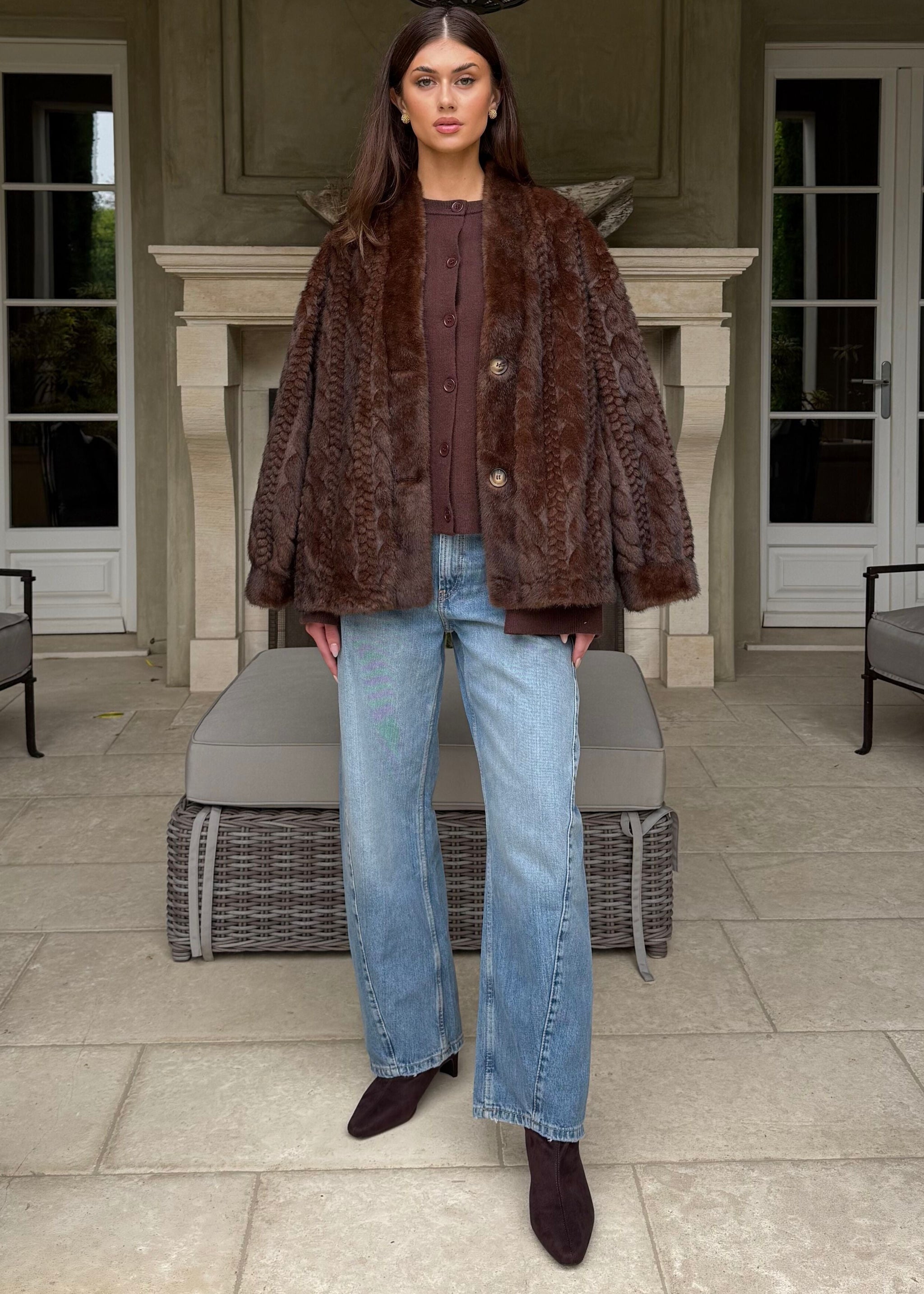 Hollis Braided Texture Long Sleeve Faux Fur Coat – Benaar LA