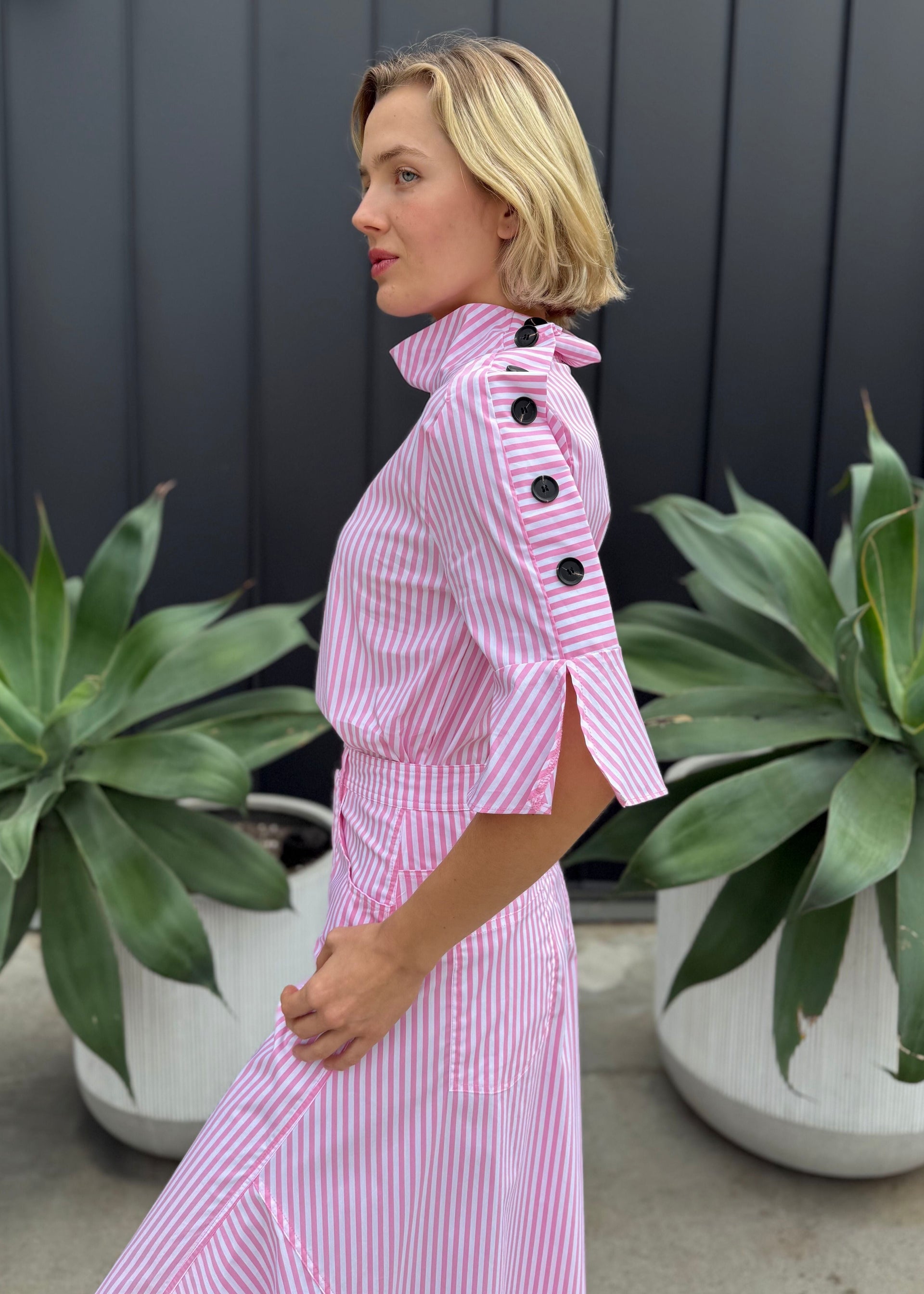 Kya Striped Button Blouse