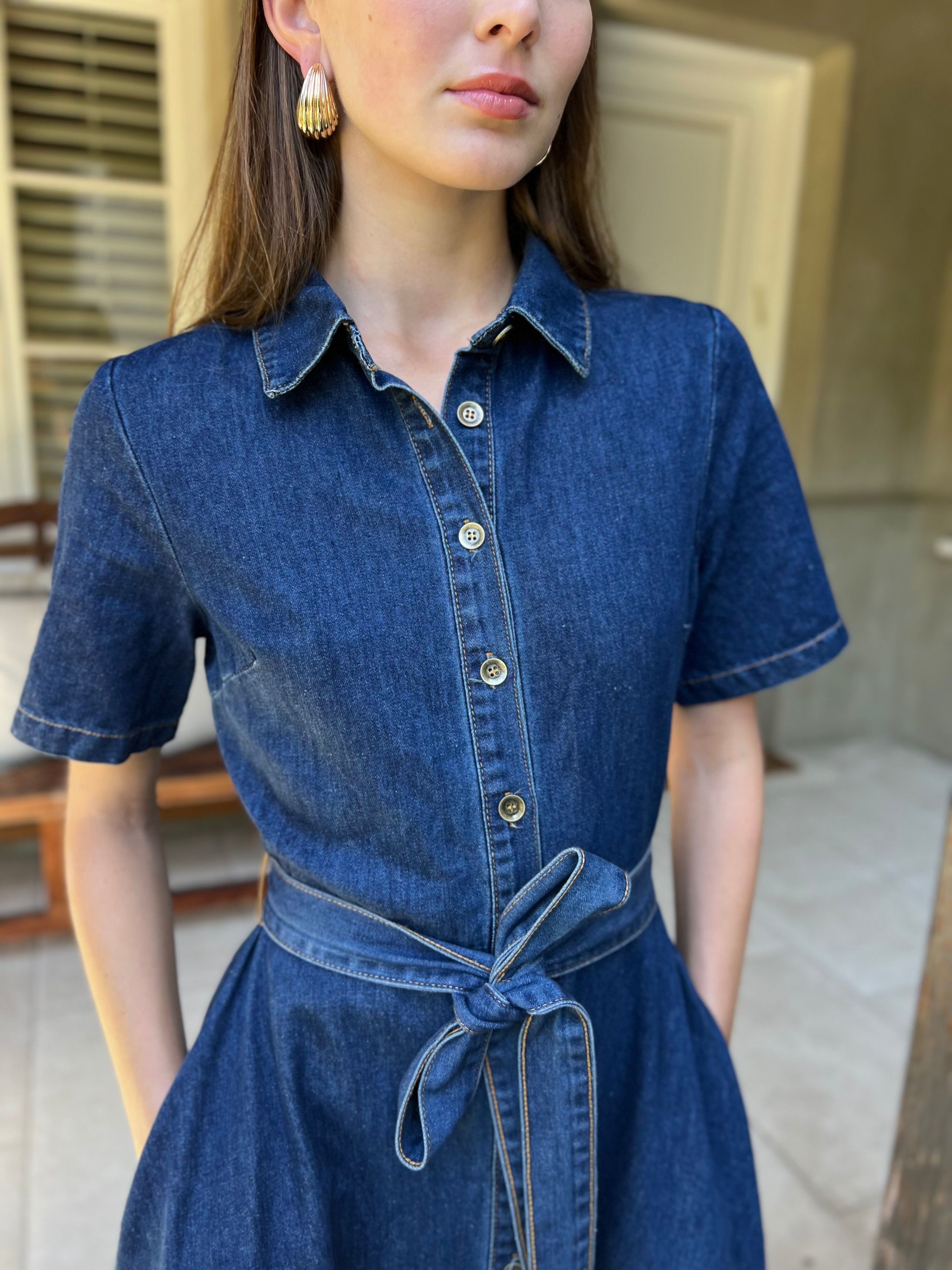 Liv Washed Denim Tie Dress – Benaar LA