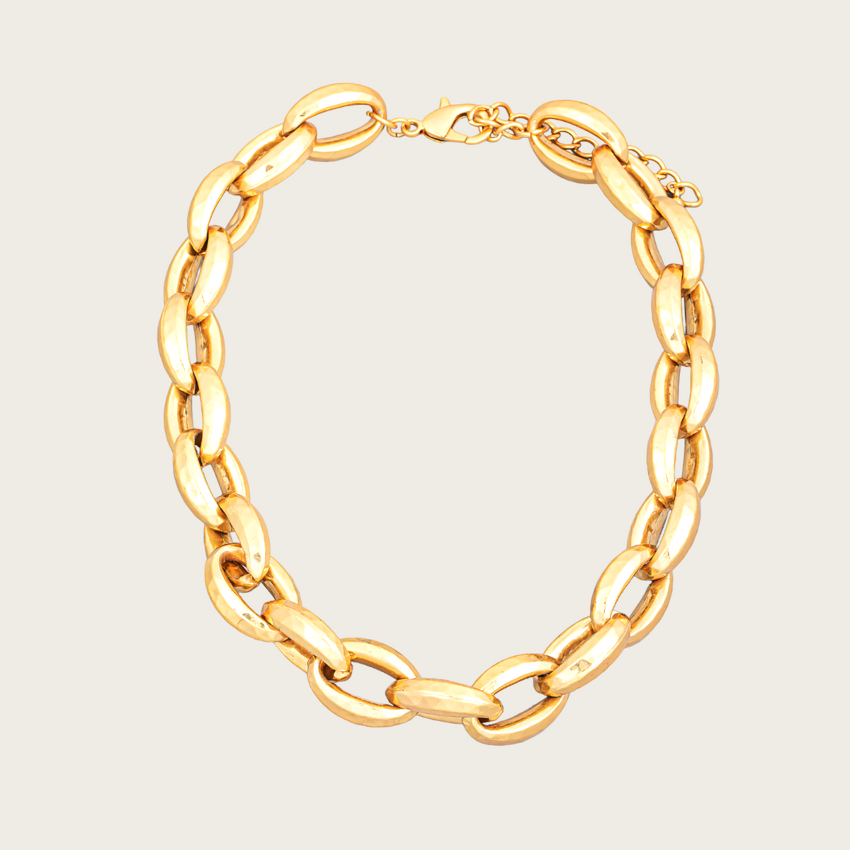 Alicia Bulky Gold Metallic Link Lightweight Necklace – Benaar LA